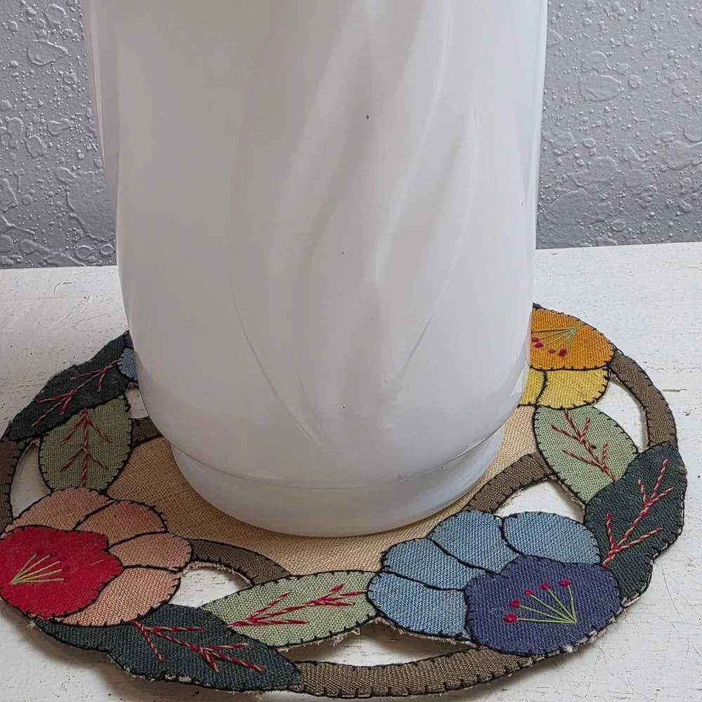 Vintage White‎ Milk Glass Swirl Flame Cylinder Vase Mid Century Modern Decor